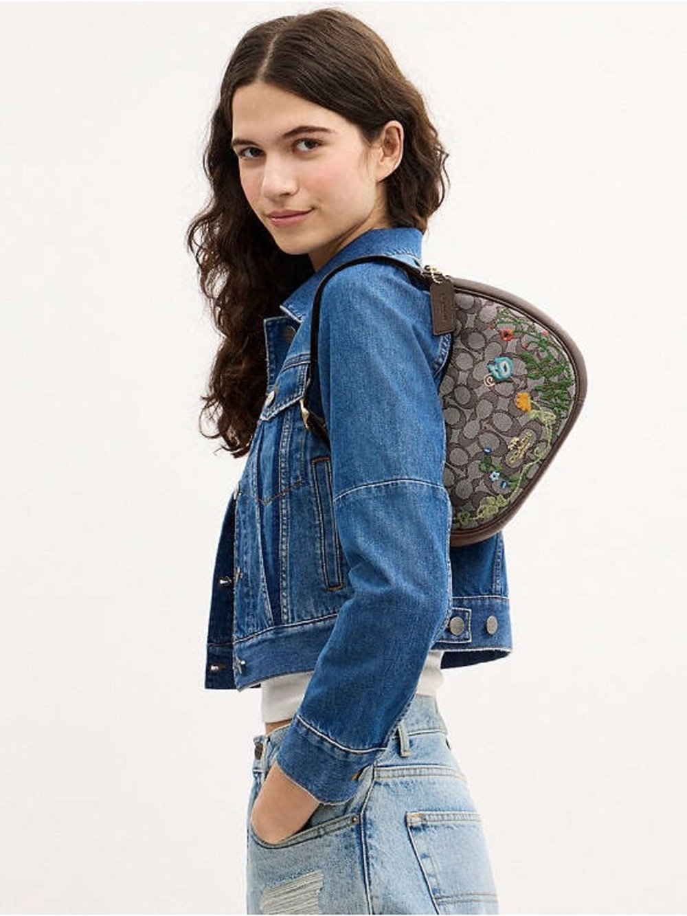 Coach Brown Signature Floral Shoulder Bag - Picture 2 of 5